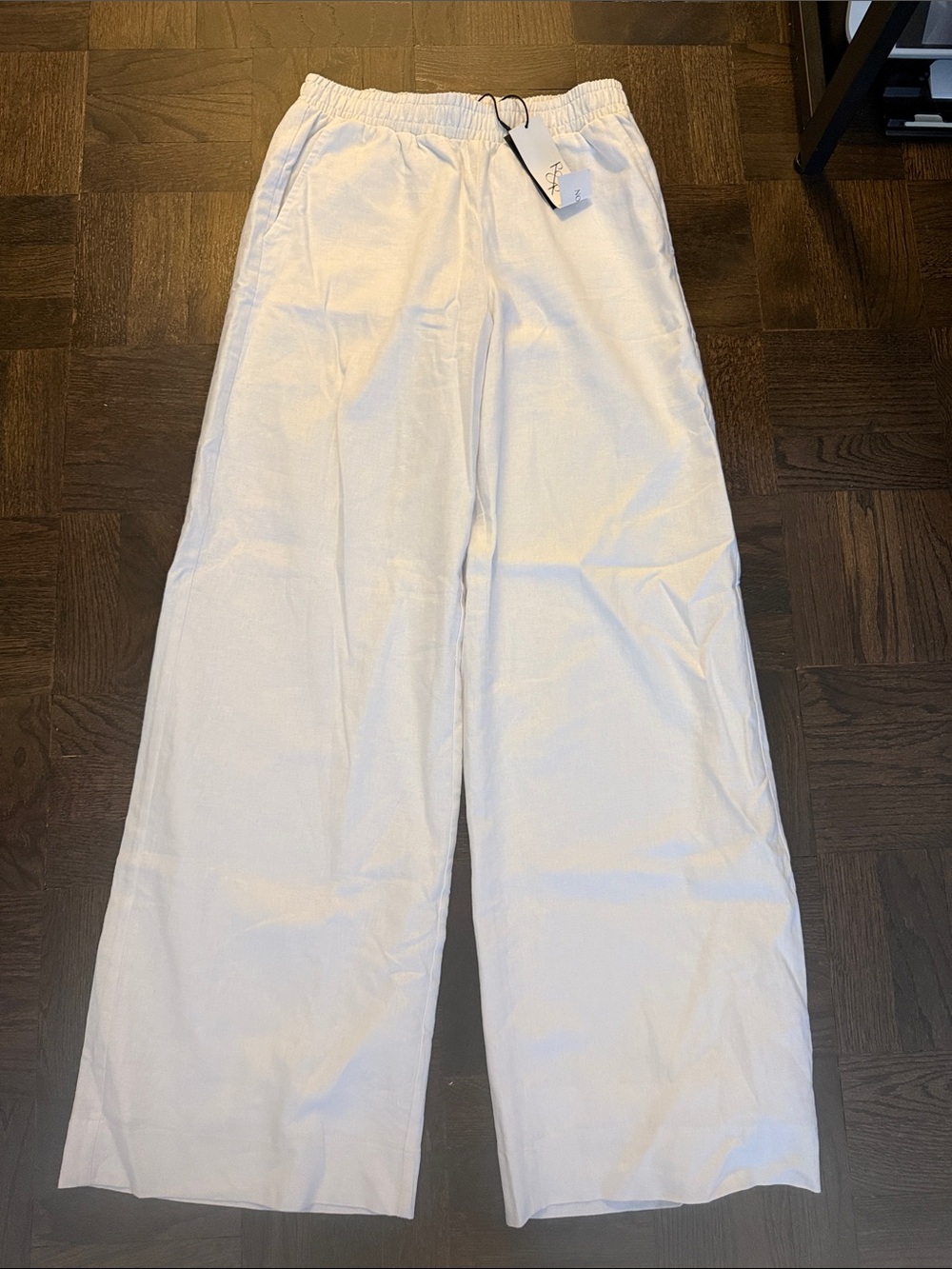 Linen Elastic-Waist Wide-Leg Pants